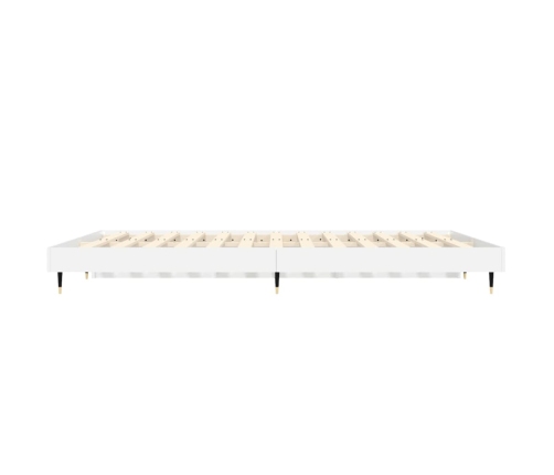 Estructura de cama madera de ingeniería blanco brillo 135x190cm