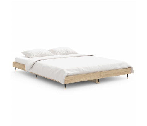 Estructura de cama madera de ingeniería roble Sonoma 135x190 cm