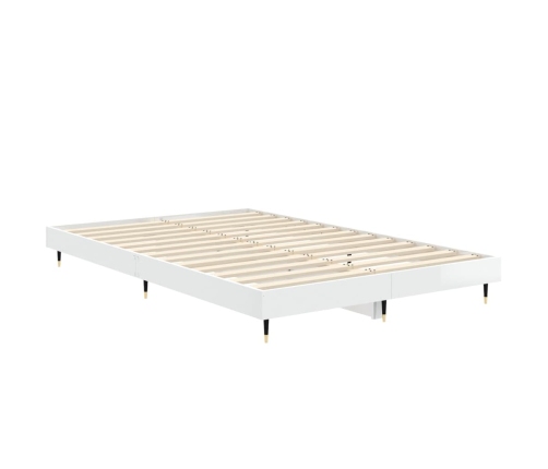 Estructura de cama madera de ingeniería blanco brillo 120x190cm