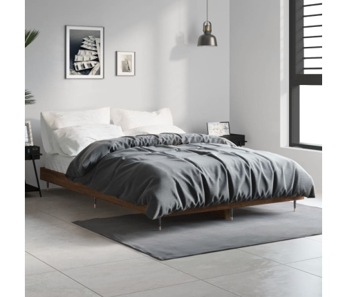 vidaXL Estructura de cama madera contrachapada marrón roble 120x190 cm