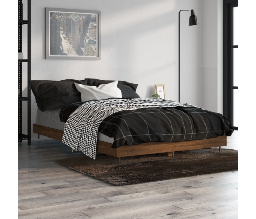 vidaXL Estructura de cama madera contrachapada marrón roble 120x190 cm