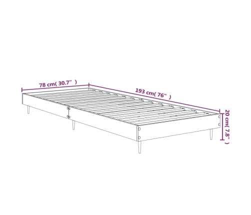 Estructura de cama sin colchón madera roble Sonoma 75x190 cm