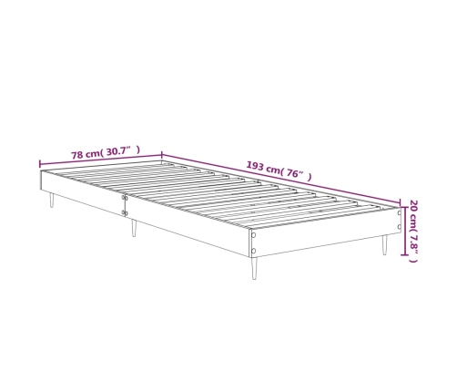 Estructura cama sin colchón madera roble ahumado 75x190 cm