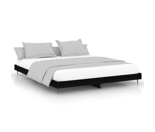 Estructura de cama madera de ingeniería negra 200x200 cm