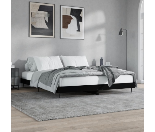 Estructura de cama madera de ingeniería negra 200x200 cm