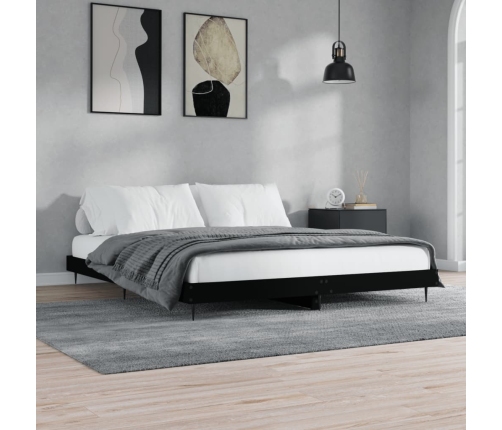 Estructura de cama madera de ingeniería negra 200x200 cm