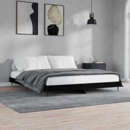 Cama sin colchón negro 180x200 cm madera de ingeniería