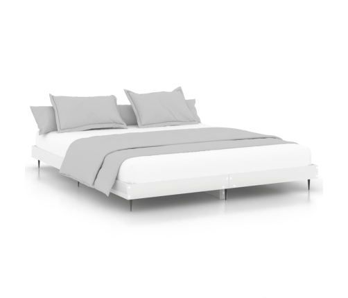 vidaXL Estructura de cama madera de ingeniería blanco brillo 180x200cm