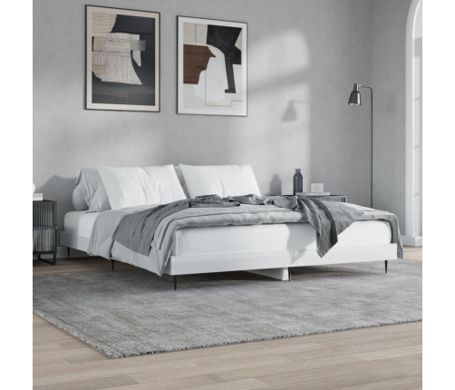 vidaXL Estructura de cama madera de ingeniería blanco brillo 180x200cm