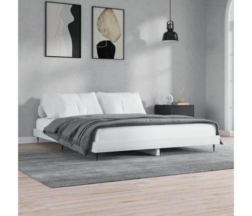 vidaXL Estructura de cama madera de ingeniería blanco brillo 180x200cm