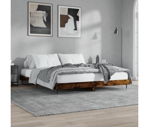 Estructura de cama sin colchón madera roble ahumado 150x200 cm