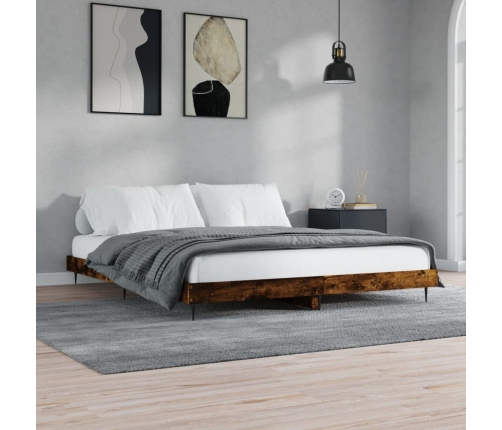 Estructura de cama sin colchón madera roble ahumado 150x200 cm