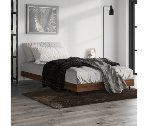 Estructura de cama sin colchón madera marrón roble 100x200 cm