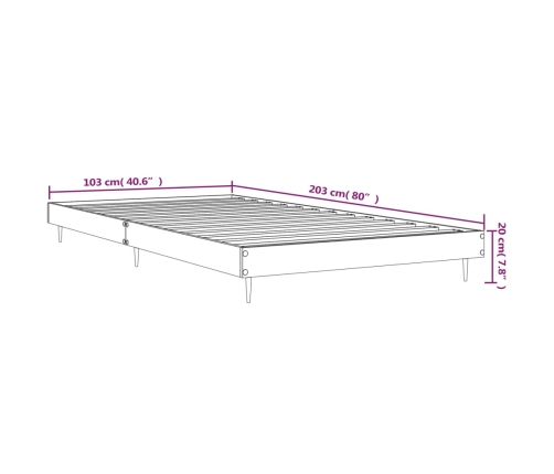 Estructura de cama sin colchón madera marrón roble 100x200 cm
