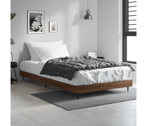 Estructura de cama sin colchón madera marrón roble 100x200 cm