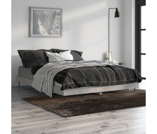 Estructura de cama madera de ingeniería gris hormigón 140x190cm