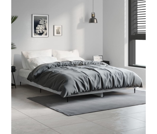 Estructura de cama madera de ingeniería gris hormigón 140x190cm