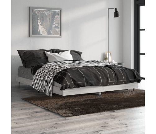 Estructura de cama madera de ingeniería gris Sonoma 140x190 cm