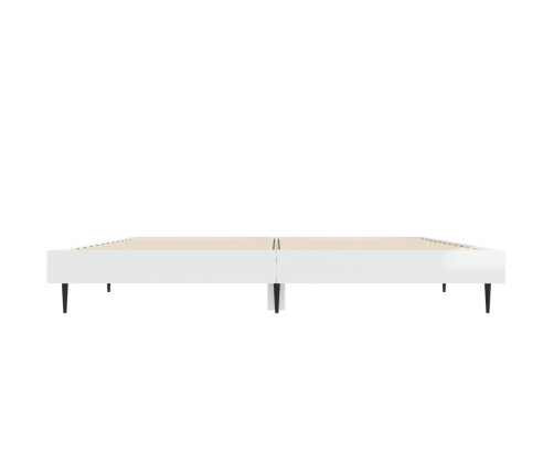 Estructura de cama madera de ingeniería blanco brillo 135x190cm