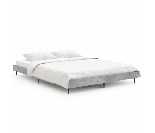 Estructura de cama madera de ingeniería gris hormigón 135x190cm