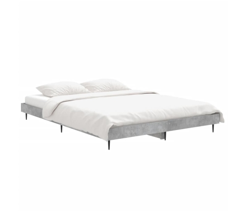 Estructura de cama madera de ingeniería gris hormigón 135x190cm