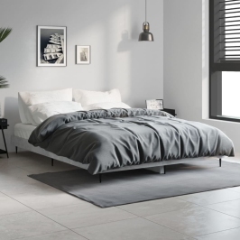 Estructura de cama madera de ingeniería gris hormigón 135x190cm