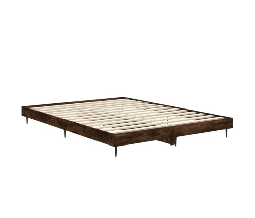 Estructura de cama madera de ingeniería roble ahumado 135x190cm