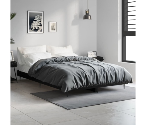 Estructura de cama madera de ingeniería negra 120x190 cm
