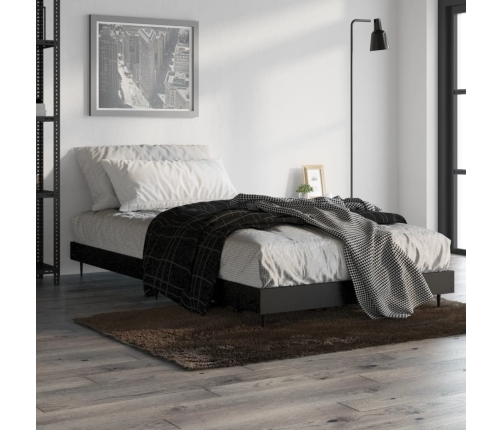 Estructura de cama madera de ingeniería negra 90x190 cm