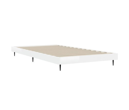 Estructura de cama madera de ingeniería blanco brillo 90x190 cm