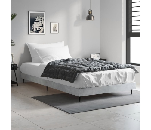 Estructura de cama madera de ingeniería gris hormigón 90x190 cm