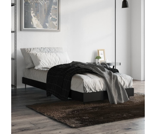 Estructura de cama madera de ingeniería negra 75x190 cm