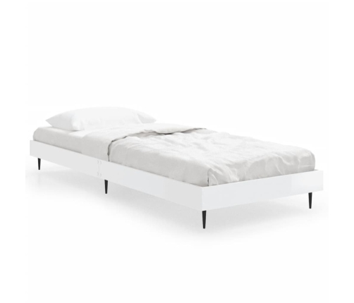 vidaXL Estructura de cama madera de ingeniería blanco brillo 75x190 cm