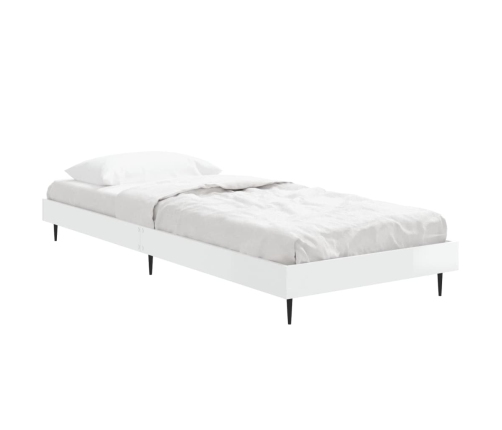 vidaXL Estructura de cama madera de ingeniería blanco brillo 75x190 cm