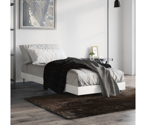 vidaXL Estructura de cama madera de ingeniería blanco brillo 75x190 cm