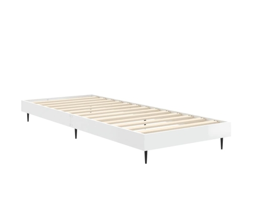 vidaXL Estructura de cama madera de ingeniería blanco brillo 75x190 cm