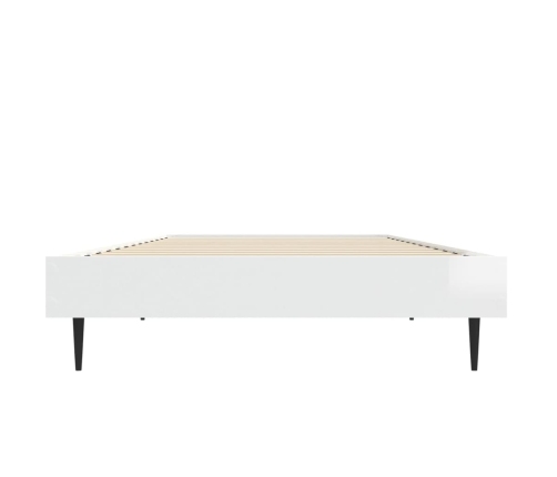 vidaXL Estructura de cama madera de ingeniería blanco brillo 75x190 cm