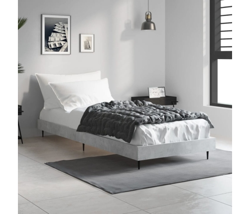 Estructura de cama madera de ingeniería gris hormigón 75x190 cm