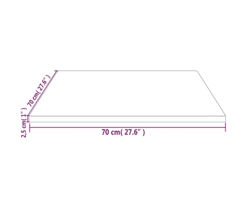 Tablero de mesa cuadrado madera maciza de pino 70x70x2,5 cm