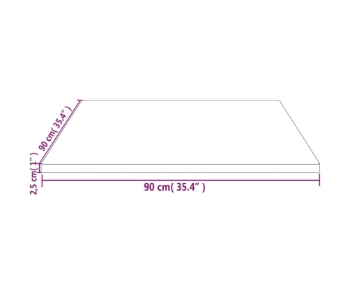 Tablero de mesa cuadrado madera maciza de pino 90x90x2,5 cm