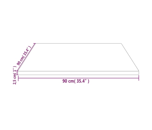 Tablero de mesa cuadrado madera maciza pino blanco 90x90x2,5 cm