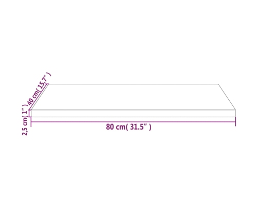 Tablero de mesa rectangular madera maciza pino 80x40x2,5 cm