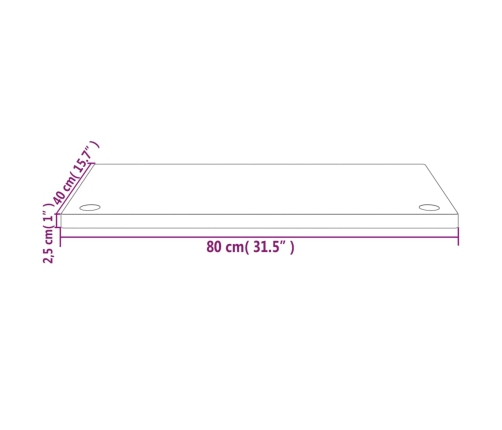 Tablero de escritorio madera maciza de pino 80x40x2,5 cm