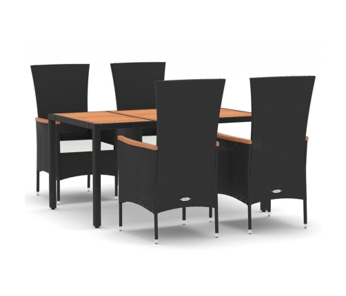 Set de muebles jardín 5 pzas con cojines ratán sintético negro