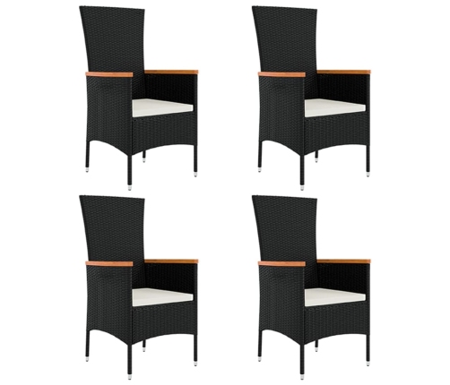 Set de muebles jardín 5 pzas con cojines ratán sintético negro