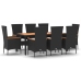 Set de comedor de jardín 9 pzas y cojines ratán sintético negro