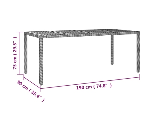 Set de comedor de jardín 9 pzas y cojines ratán sintético negro