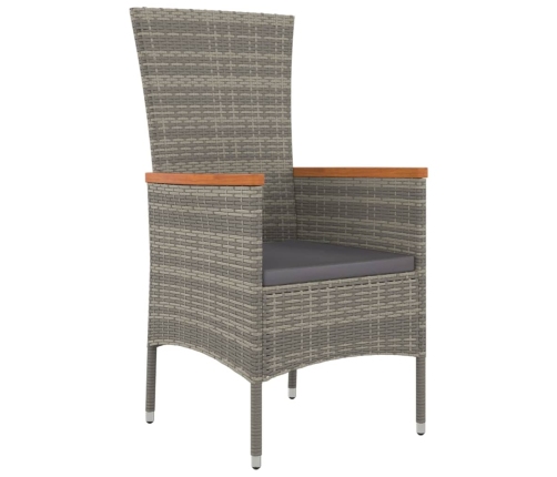 Set comedor de jardín 5 piezas con cojines ratán sintético gris