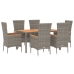Set comedor jardín 7 pzas y cojines ratán sintético gris
