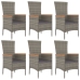 Set comedor jardín 7 pzas y cojines ratán sintético gris